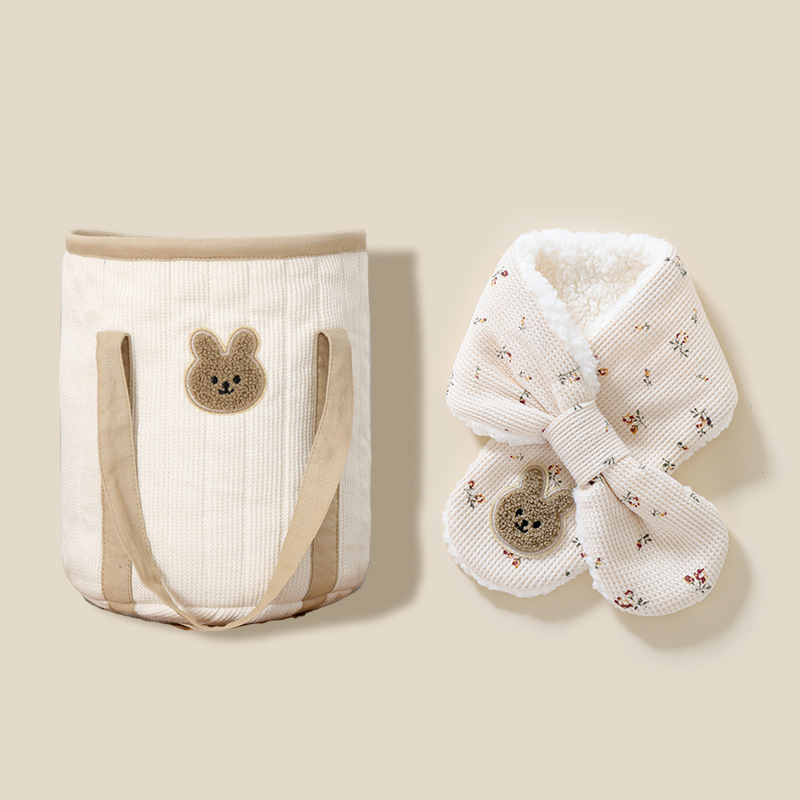 Παιδικό γούνινο κασκόλ — Βαμβάκι, ζεστό, χειμώνας, ιαπωνοκορεϊτικό στυλ γλυκύτητας, τετράγωνο σχήμα