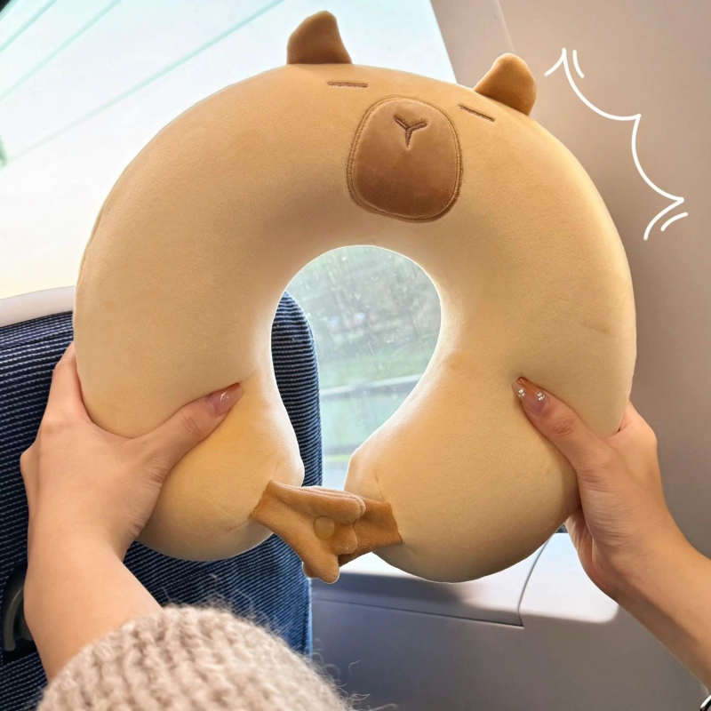 Capybara U formos kaklo pagalvėlė iš pliušinės lėlės su PP medvilnės užpildymu, pritaikoma, vaikams 4–6 metų