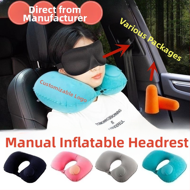 Malisjiang cestovný set vankúšov na krk – tri diely s maskou na oči a štuple do uší; nafukovacie U‑tvarované vankúše na krk, PVC s flockingom, prispôsobiteľné