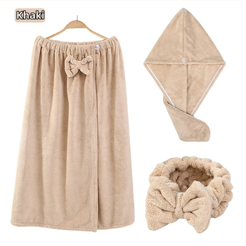 Τριμελές σετ μπάνιου από φλις κοραλλιού με καπέλο στέγνωσης μαλλιών και κορδέλα μαλλιών με φιόγκο, απορροφητικό 0-5 δευτερόλεπτα, 400 g, σειρά Underwater Story