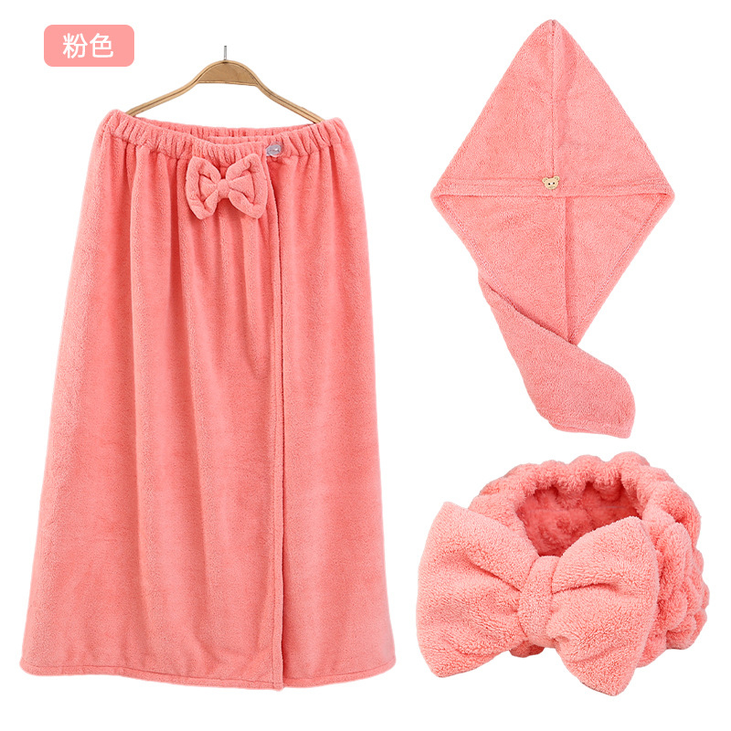 Τριμελές σετ μπάνιου από φλις κοραλλιού με καπέλο στέγνωσης μαλλιών και κορδέλα μαλλιών με φιόγκο, απορροφητικό 0-5 δευτερόλεπτα, 400 g, σειρά Underwater Story