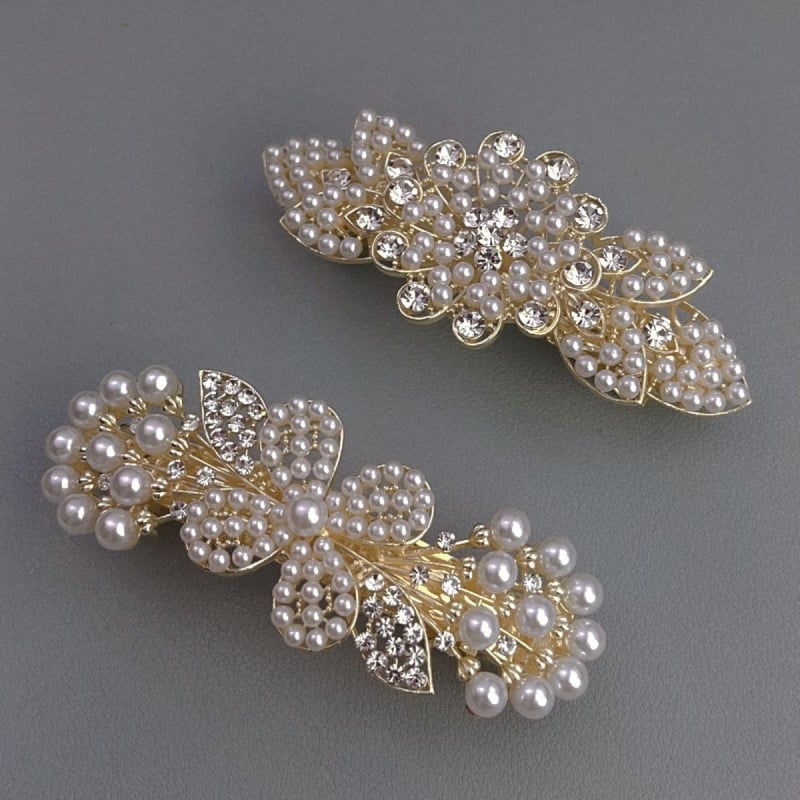 Украса за коса с кристали, Twist клип, електроплатирана, корейски стил, свеж и сладък