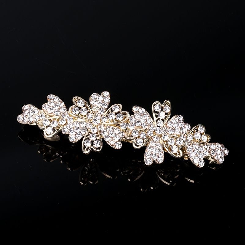 Украса за коса с кристали, Twist клип, електроплатирана, корейски стил, свеж и сладък