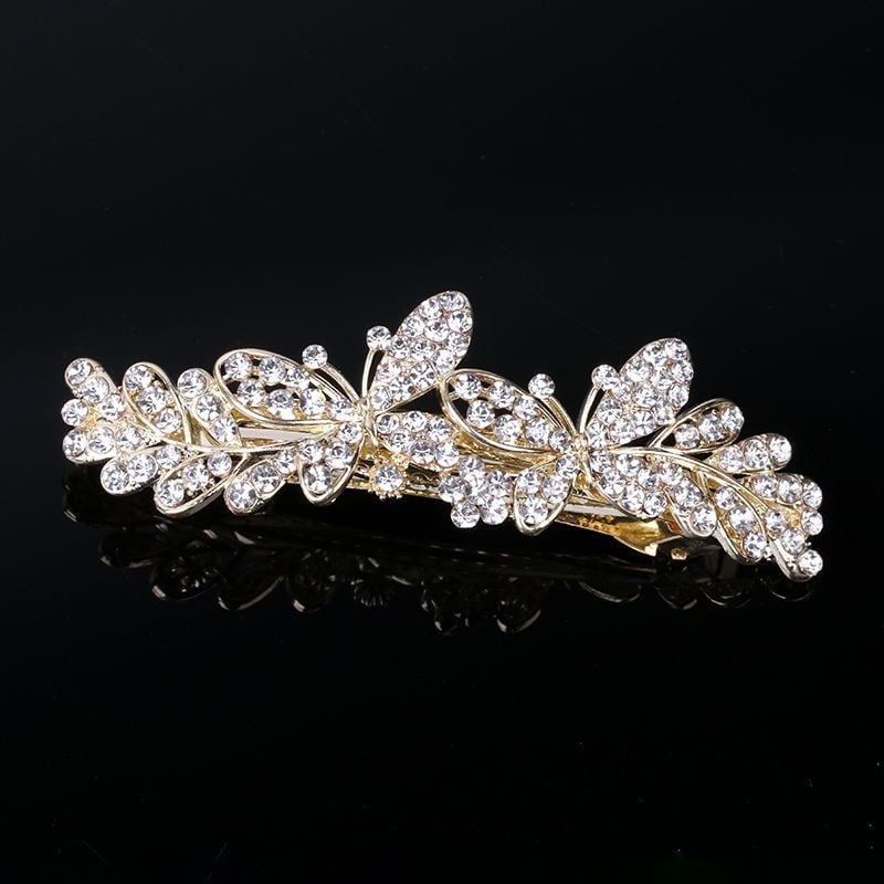 Украса за коса с кристали, Twist клип, електроплатирана, корейски стил, свеж и сладък