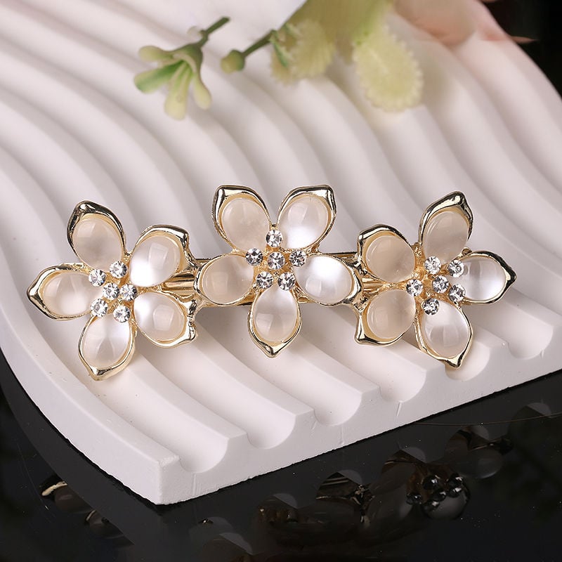 Украса за коса с кристали, Twist клип, електроплатирана, корейски стил, свеж и сладък