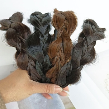 Дамска перука с лента за глава и плитка — Mori стил, луксозна визия, плитка рибена кост, неплъзгаща се зъбчата лента, завъртане, термоустойчива тел, без боядисване и перминг