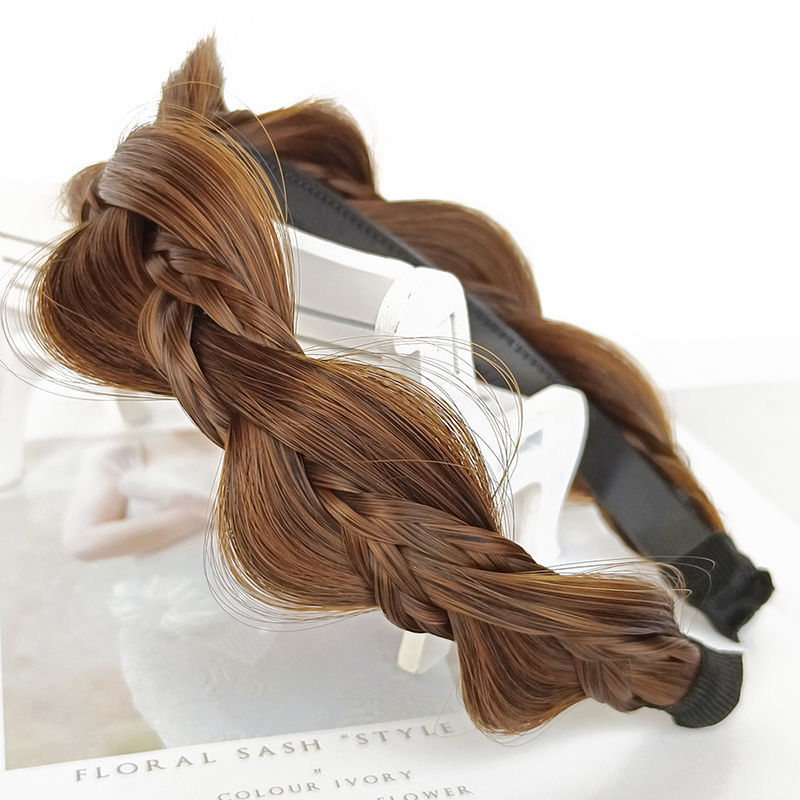 Дамска перука с лента за глава и плитка — Mori стил, луксозна визия, плитка рибена кост, неплъзгаща се зъбчата лента, завъртане, термоустойчива тел, без боядисване и перминг