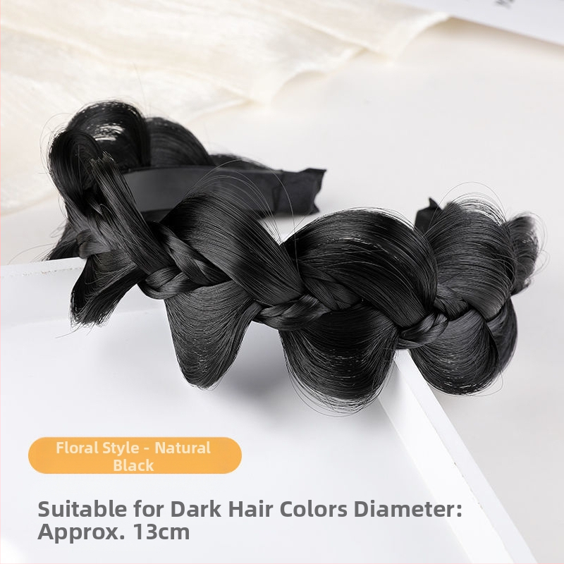 Дамска перука с лента за глава и плитка — Mori стил, луксозна визия, плитка рибена кост, неплъзгаща се зъбчата лента, завъртане, термоустойчива тел, без боядисване и перминг