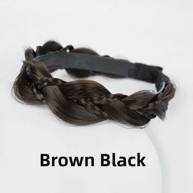 Дамска перука с лента за глава и плитка — Mori стил, луксозна визия, плитка рибена кост, неплъзгаща се зъбчата лента, завъртане, термоустойчива тел, без боядисване и перминг