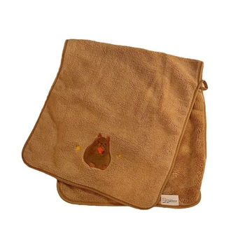 Longshen 2gab dviešu dvieļu komplekts ar morča tēmu, korālā samta, 150D, 300–400 g, izšūta kapibara karikatūra