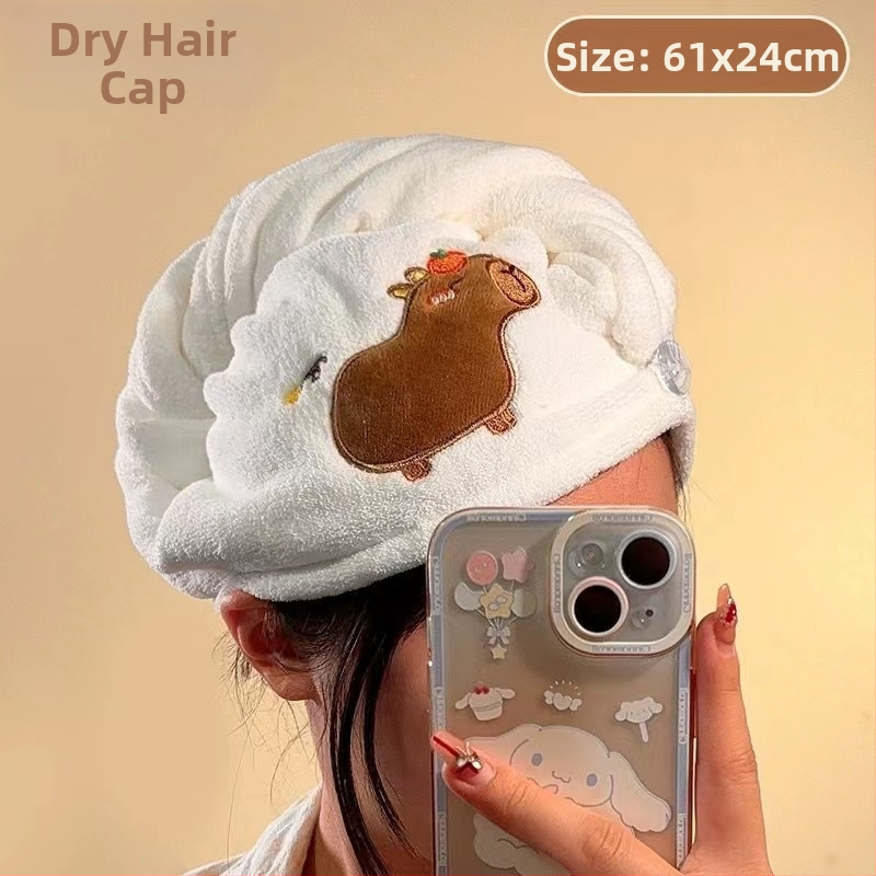 Longshen 2gab dviešu dvieļu komplekts ar morča tēmu, korālā samta, 150D, 300–400 g, izšūta kapibara karikatūra