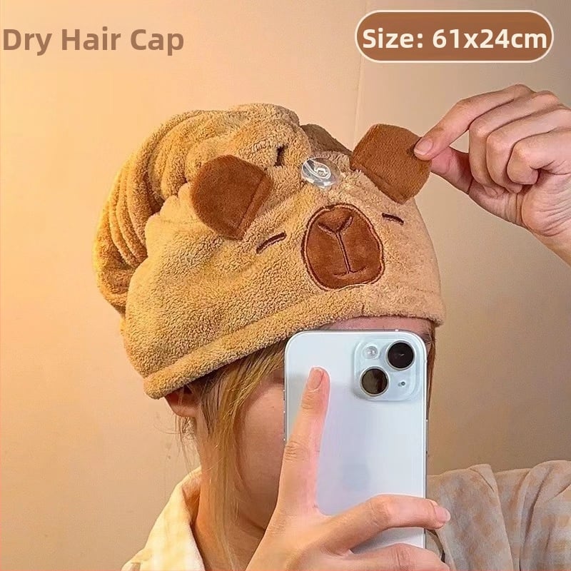 Longshen 2gab dviešu dvieļu komplekts ar morča tēmu, korālā samta, 150D, 300–400 g, izšūta kapibara karikatūra