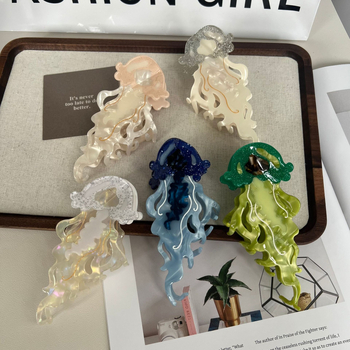 Κλάμερ μαλλιών με θαλάσσια θέματα (δελφίνι, φάλαινα, μέδουσα) — κλάμερ με μηχανισμό σύγκρασης, υλικό: οξικό οξύ, θερινή σεζόν 2024, μόδα κεφαλής