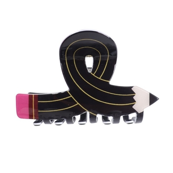 Κλιπ μαλλιών με σχέδιο μολυβιού σε σταυρό, κλιπ με σχήμα τρίγωνο-καρχαρίας, χειροποίητο PVC, για γυναίκες