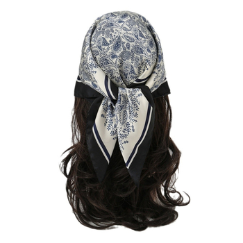 JW πολυεστερικό τετράγωνο φουλάρι με εκτύπωση κασιού, κορεατικό στυλ, ελαφρύ, βάρος κάτω από 50 g