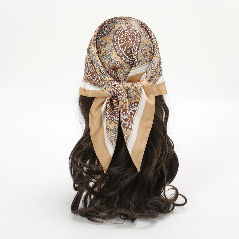 JW poliester kvadratni šal s printom kešu, korejski stil, lagan, težina ispod 50 g