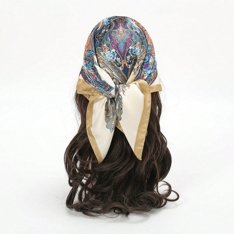 JW poliester kvadratni šal s printom kešu, korejski stil, lagan, težina ispod 50 g