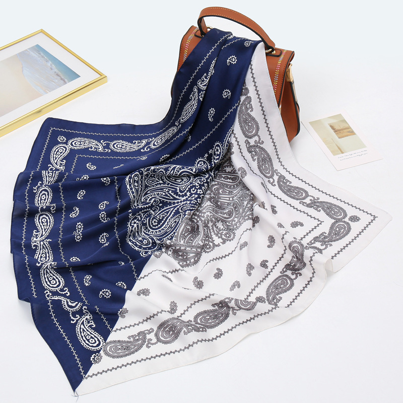 JW poliester kvadratni šal s printom kešu, korejski stil, lagan, težina ispod 50 g