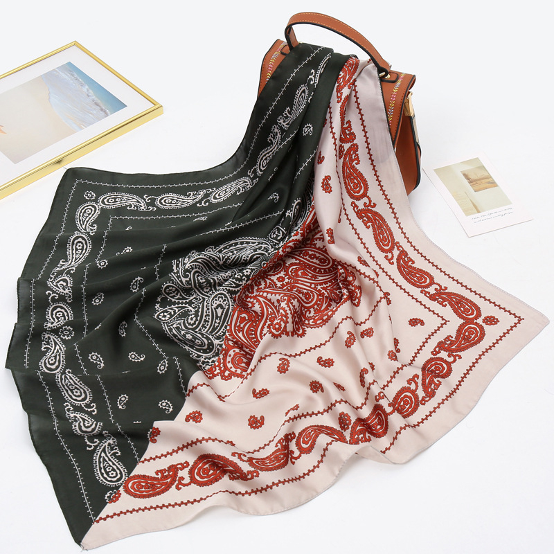 JW poliester kvadratni šal s printom kešu, korejski stil, lagan, težina ispod 50 g