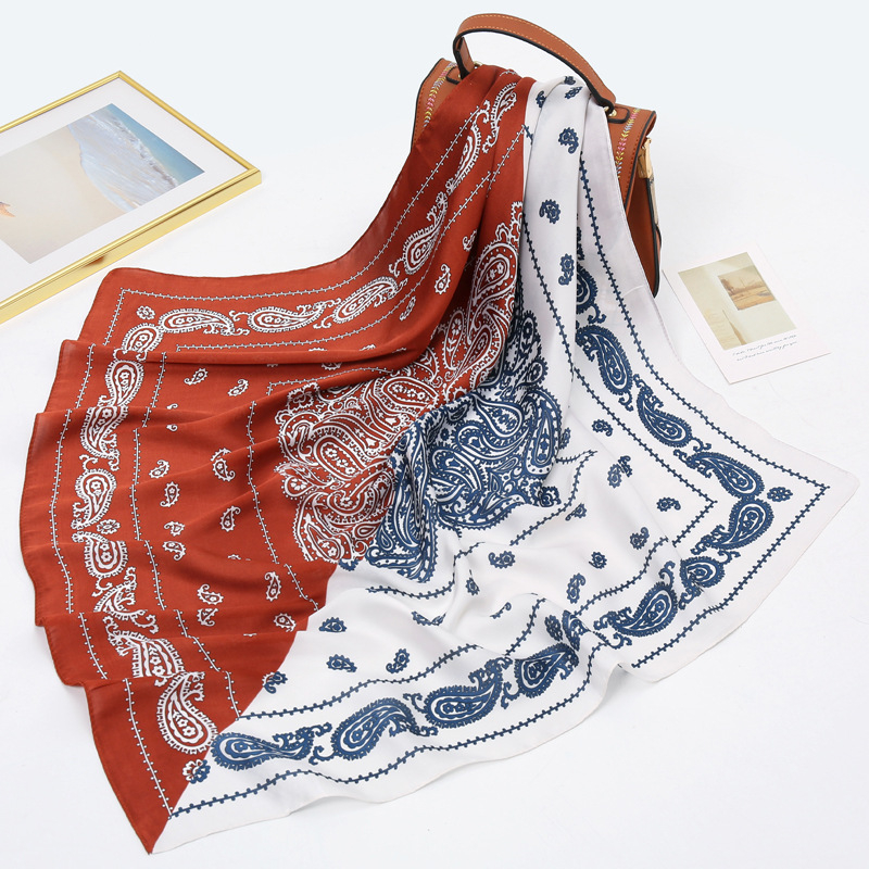 JW poliester kvadratni šal s printom kešu, korejski stil, lagan, težina ispod 50 g