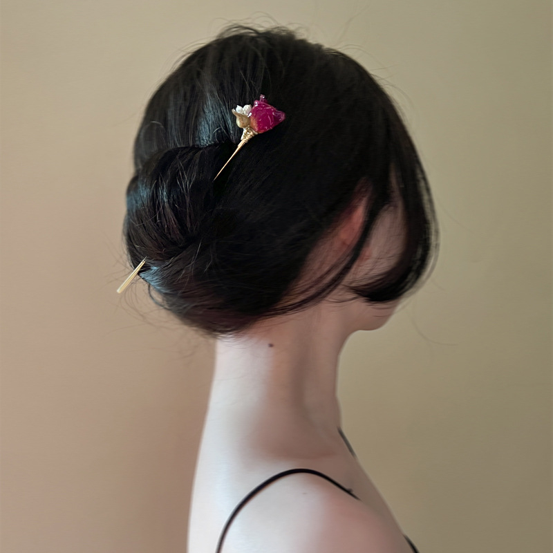 Galvos aksesuaras su retro perlo rožių džiovintomis gėlėmis plaukų segtukas, metalas, elektroplatinavimas, gėlių stilius, pritaikymas galimas