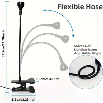 Gooseneck nagų manikiūro lemputė su LED UV kietinimu, klipas, nešiojama