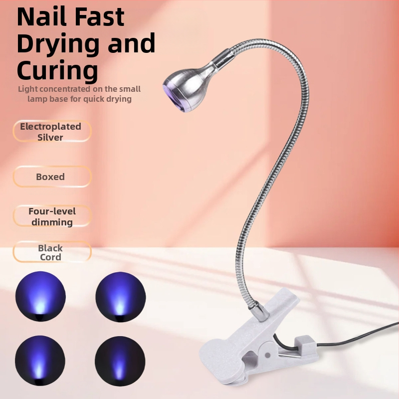 Gooseneck nagų manikiūro lemputė su LED UV kietinimu, klipas, nešiojama