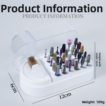 Θήκη αποθήκευσης κεφαλών λιμάρισματος νυχιών, φορητή και ανθεκτική στη σκόνη, διαφανής θήκη επίδειξης με 30 οπές για εργαλεία νυχιών