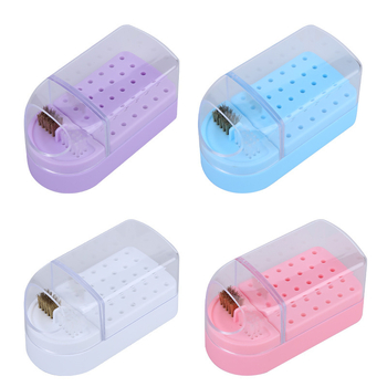 Θήκη αποθήκευσης κεφαλών λιμάρισματος νυχιών, φορητή και ανθεκτική στη σκόνη, διαφανής θήκη επίδειξης με 30 οπές για εργαλεία νυχιών