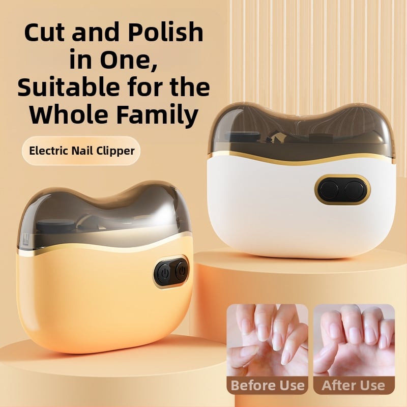 Dvi funkcijų elektrinis nagų poliravimo – namų naudojimui, ABS + nerūdijantis plienas, matmenys 8.8 x 7.2 cm, svoris 120 g, 400 mAh baterija