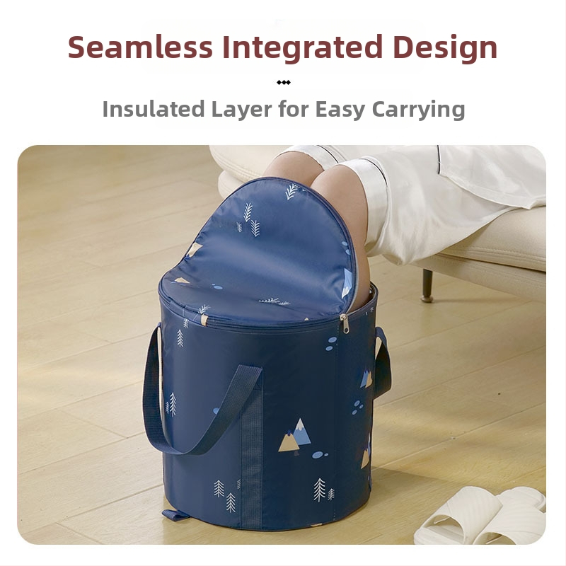 Разгъваема вана за крака за пътуване с изолация и капак — полиестер; повдигнат ръб; за възрастни