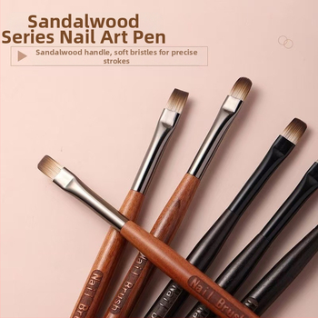 Σετ βουρτσών νυχιών από σανδαλόξυλο με μακριές ξύλινες λαβές, 6 τεμάχια, προέλευση Τζιάνγκσι