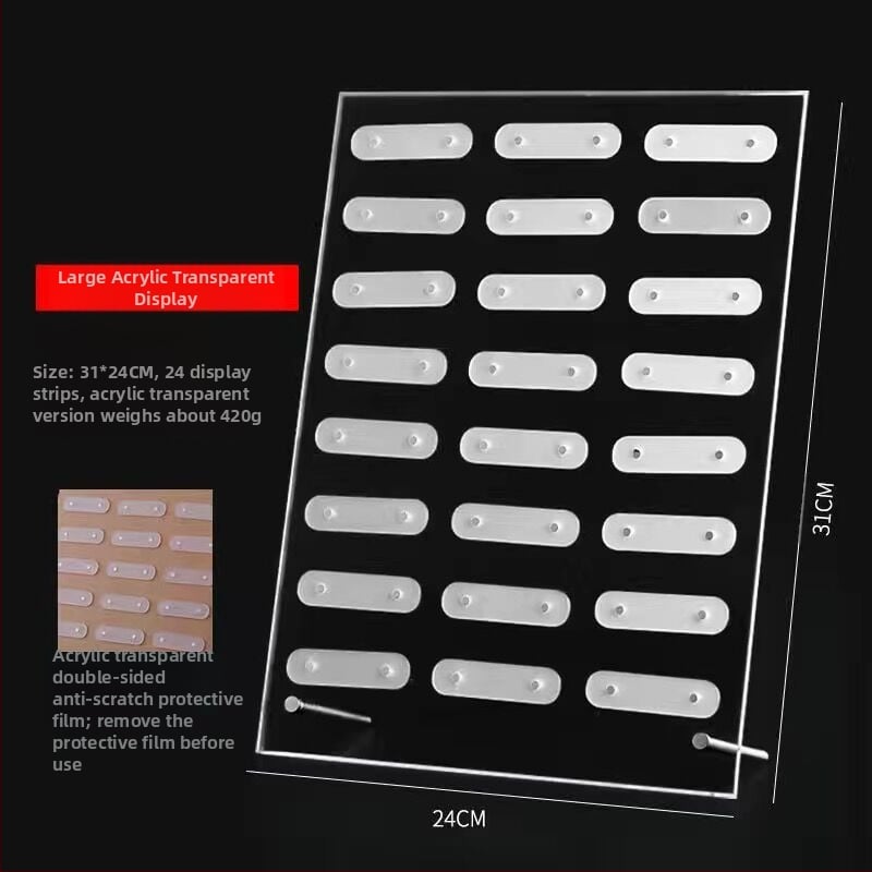 Nagų manikiūro spalvų kortelių pavyzdžių demonstracinė atrama (skaidrus aukšto skaidrumo akrilas, magnetinė juosta)