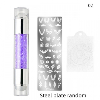 DXE Nagų meno įrankių rinkinys: dviejų galvučių silikono antspaudas, akrilo deimantų šablono antspaudas ir perdavimo rašiklis, 33 g