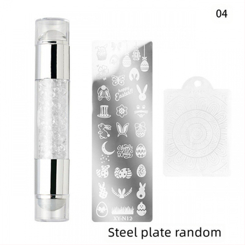 DXE Nagų meno įrankių rinkinys: dviejų galvučių silikono antspaudas, akrilo deimantų šablono antspaudas ir perdavimo rašiklis, 33 g