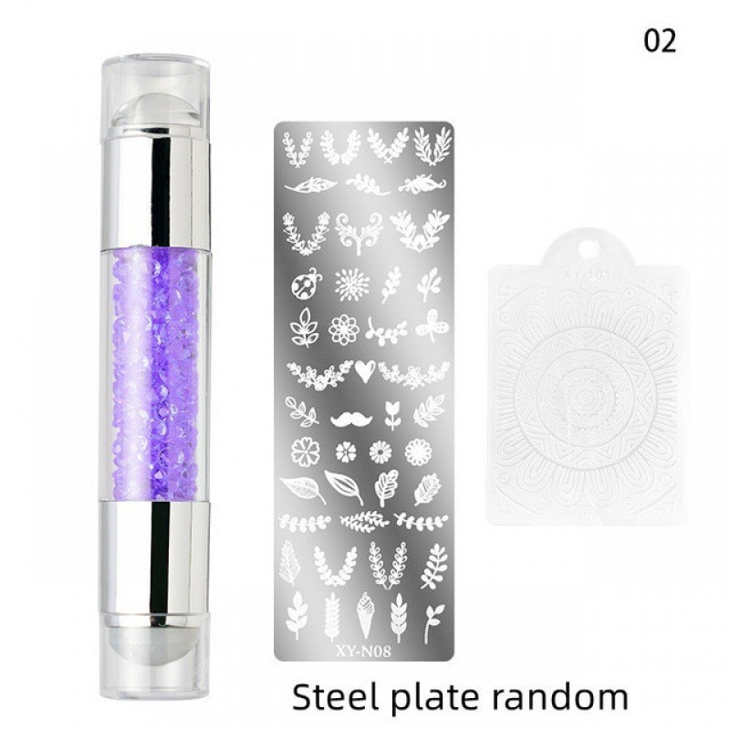 DXE Nagų meno įrankių rinkinys: dviejų galvučių silikono antspaudas, akrilo deimantų šablono antspaudas ir perdavimo rašiklis, 33 g