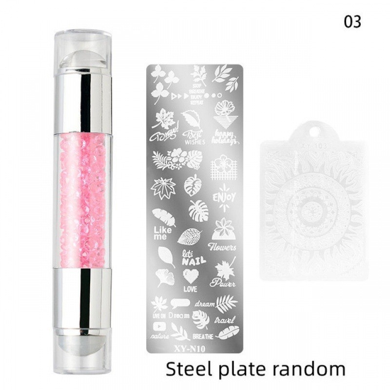 DXE Nagų meno įrankių rinkinys: dviejų galvučių silikono antspaudas, akrilo deimantų šablono antspaudas ir perdavimo rašiklis, 33 g