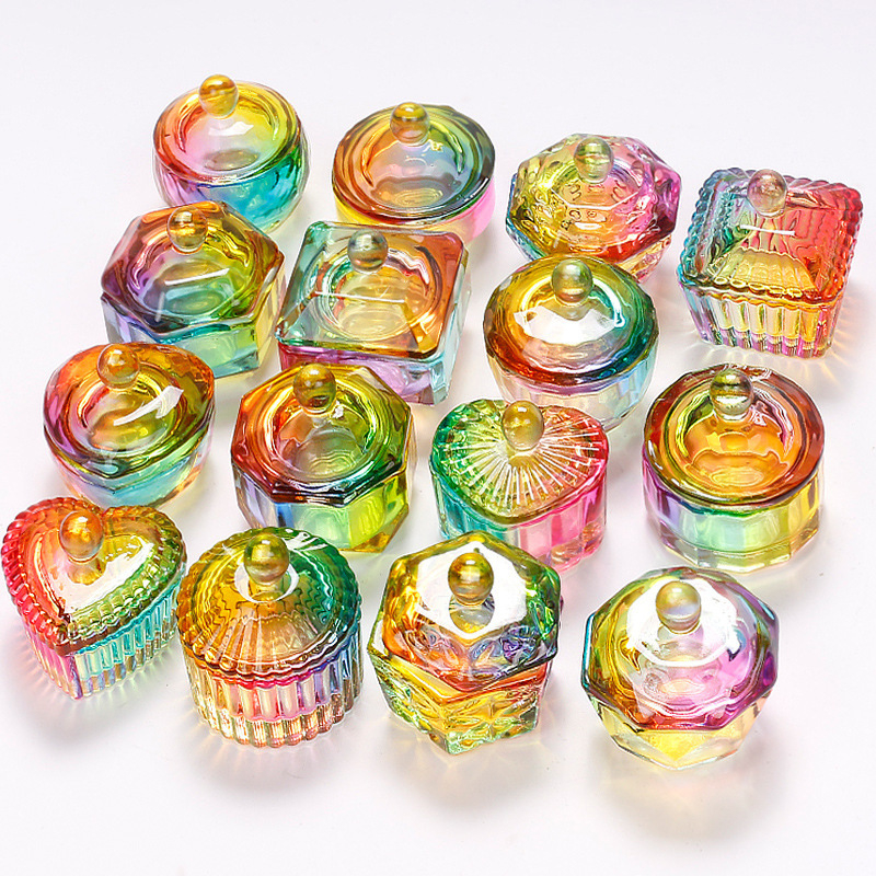 Naglių meno įrankiai: krištolinė puodelis nagoms su dangteliu – stiklinis puodelis kristaliniam skysčiui – grynosios masės 52 g – Prekės ženklas Jearlyu/ji – Kilmė Zhejiang