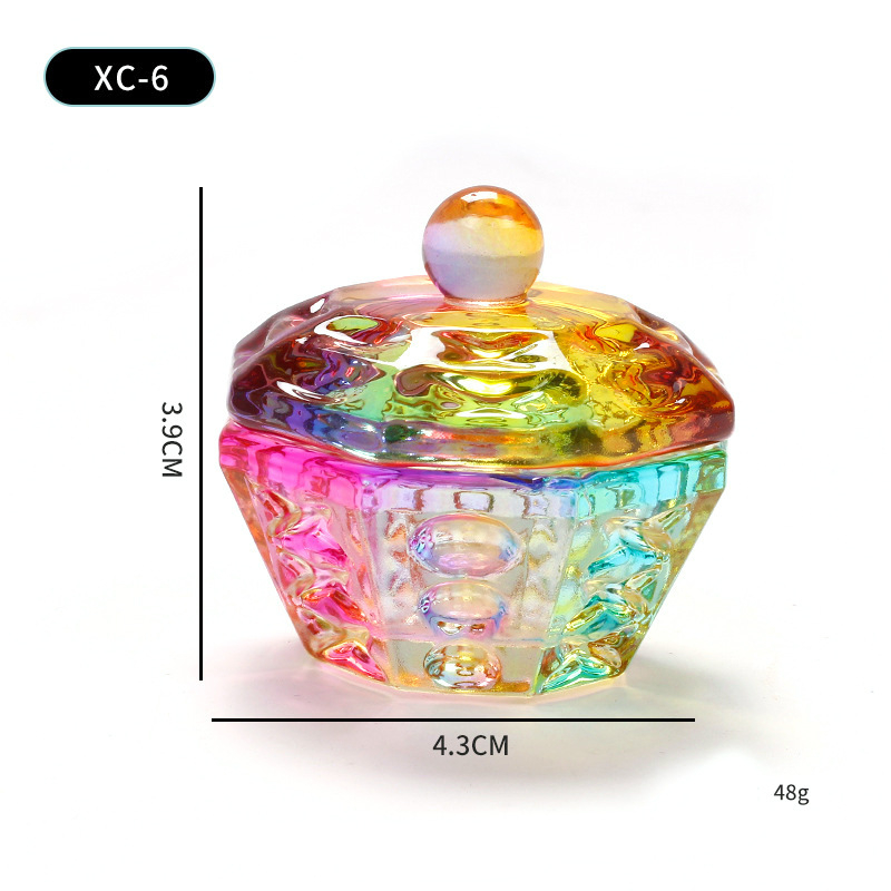 Naglių meno įrankiai: krištolinė puodelis nagoms su dangteliu – stiklinis puodelis kristaliniam skysčiui – grynosios masės 52 g – Prekės ženklas Jearlyu/ji – Kilmė Zhejiang