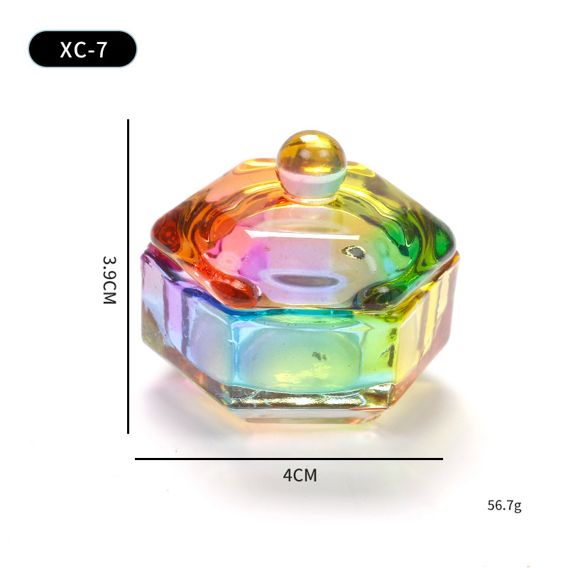 Naglių meno įrankiai: krištolinė puodelis nagoms su dangteliu – stiklinis puodelis kristaliniam skysčiui – grynosios masės 52 g – Prekės ženklas Jearlyu/ji – Kilmė Zhejiang