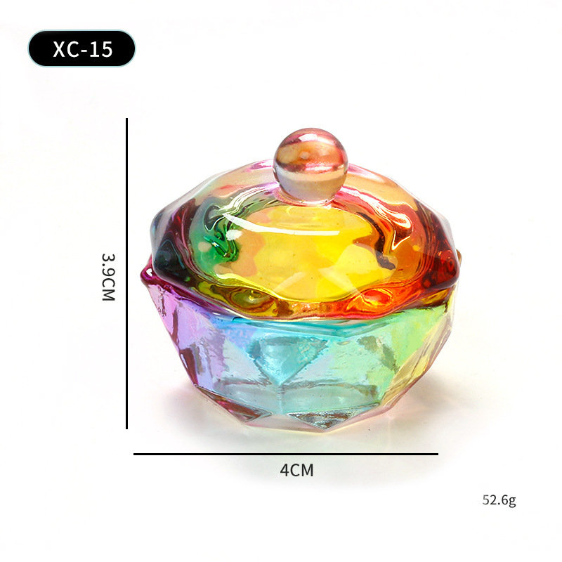 Naglių meno įrankiai: krištolinė puodelis nagoms su dangteliu – stiklinis puodelis kristaliniam skysčiui – grynosios masės 52 g – Prekės ženklas Jearlyu/ji – Kilmė Zhejiang