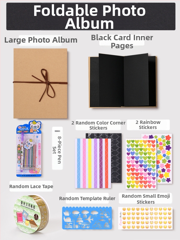 DIY retro fotoalbum s praznom koricom, ručno zalijepljenim stranicama, mini stil, 34 stranice