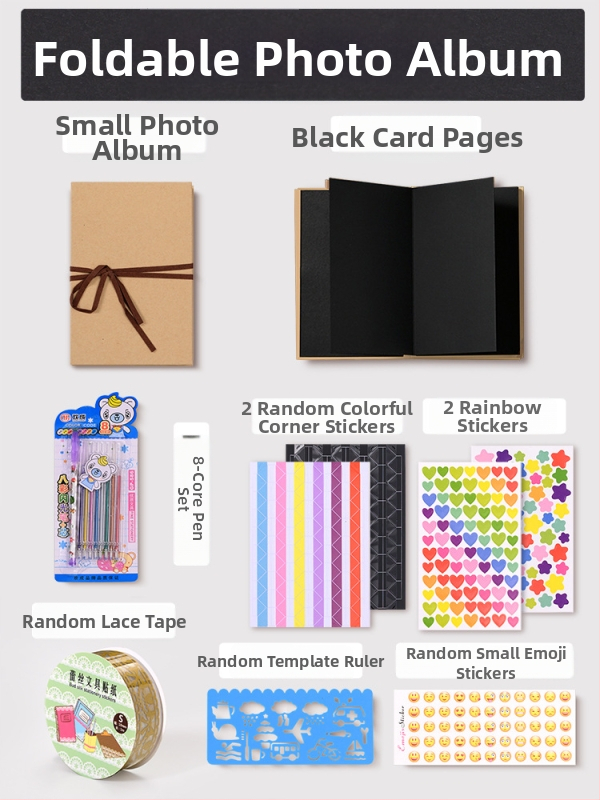 DIY retro fotoalbum s praznom koricom, ručno zalijepljenim stranicama, mini stil, 34 stranice