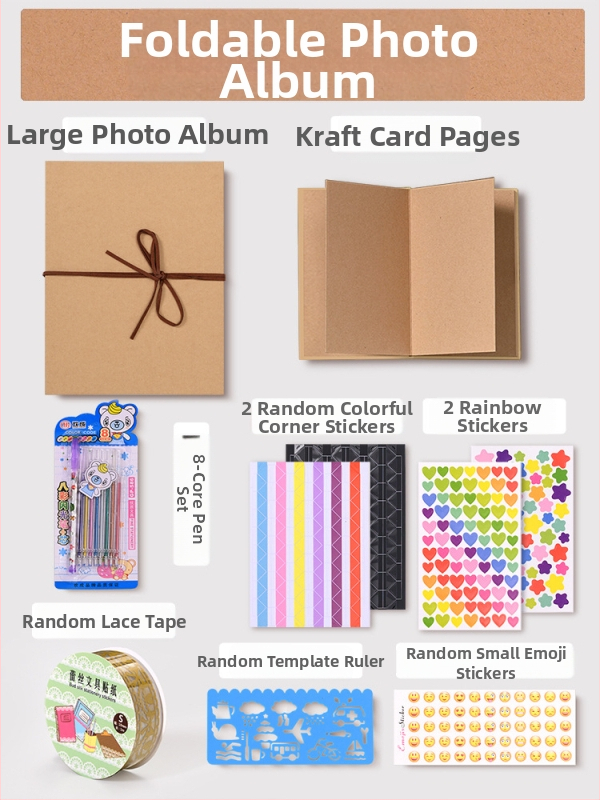 DIY retro fotoalbum s praznom koricom, ručno zalijepljenim stranicama, mini stil, 34 stranice