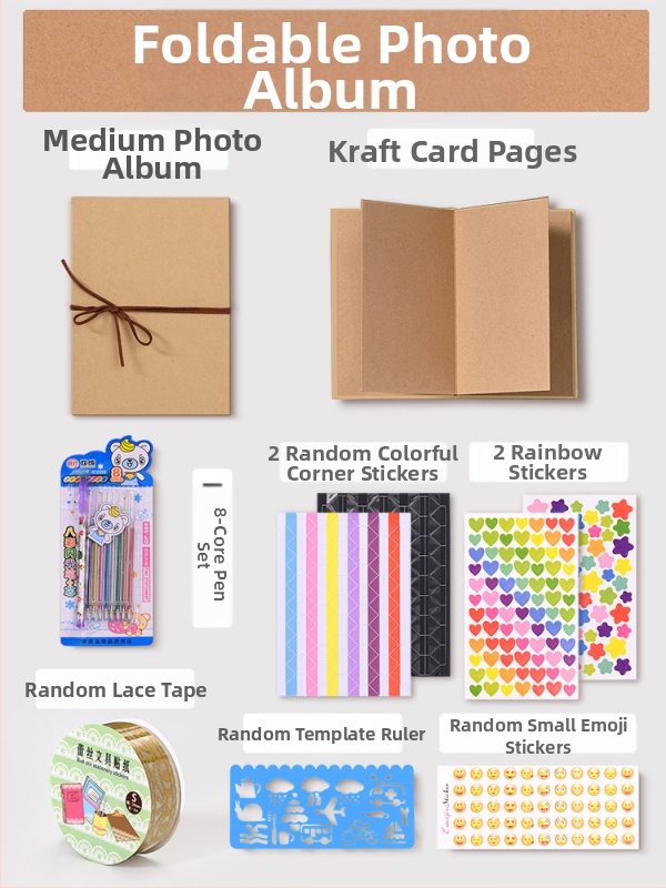 DIY retro fotoalbum s praznom koricom, ručno zalijepljenim stranicama, mini stil, 34 stranice