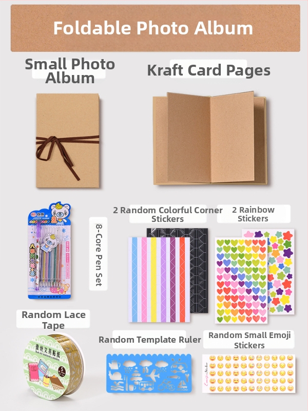 DIY retro fotoalbum s praznom koricom, ručno zalijepljenim stranicama, mini stil, 34 stranice