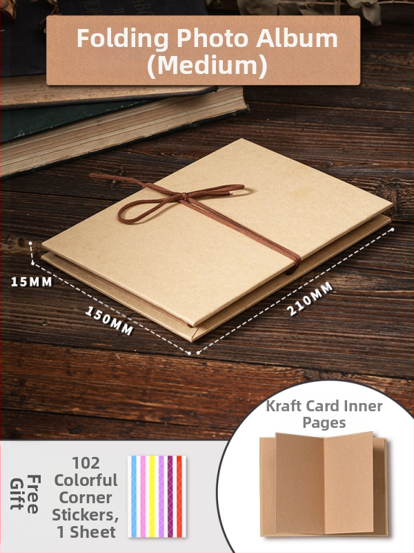 DIY retro fotoalbum s praznom koricom, ručno zalijepljenim stranicama, mini stil, 34 stranice