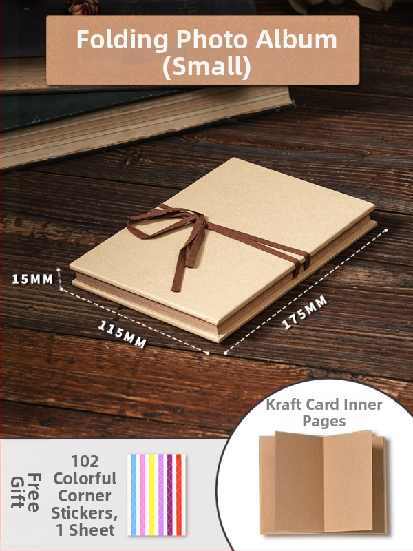 DIY retro fotoalbum s praznom koricom, ručno zalijepljenim stranicama, mini stil, 34 stranice