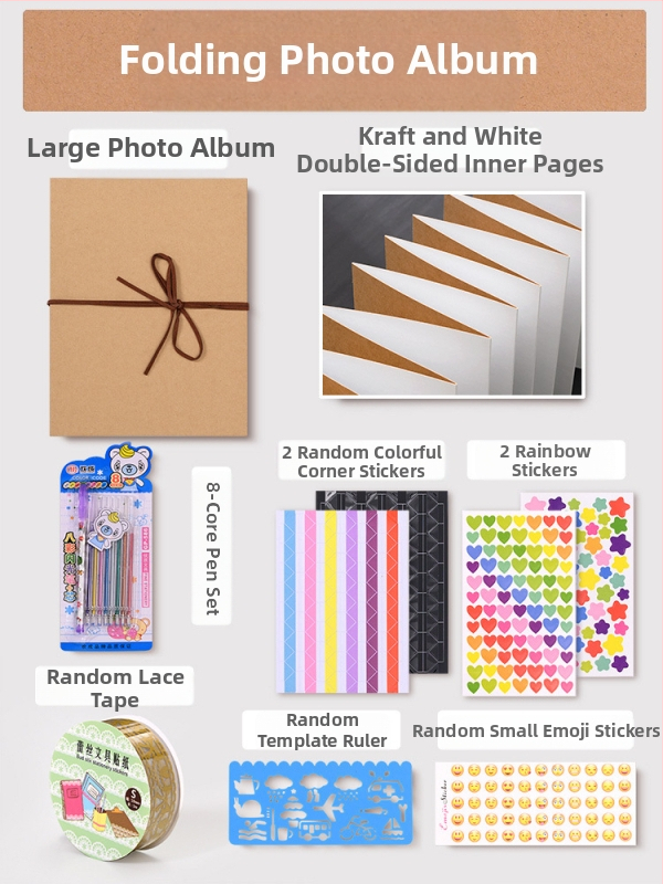 DIY retro fotoalbum s praznom koricom, ručno zalijepljenim stranicama, mini stil, 34 stranice