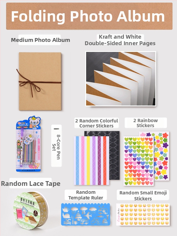 DIY retro fotoalbum s praznom koricom, ručno zalijepljenim stranicama, mini stil, 34 stranice